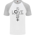 In Love With the Cross Christian Christ Mens S/S Baseball T-Shirt White/Sports Grey