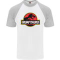 Grumpysaurus Funny Grumpy Old Git Man Mens S/S Baseball T-Shirt White/Sports Grey