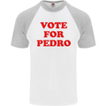 Vote For Pedro Mens S/S Baseball T-Shirt White/Sports Grey