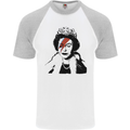 Banksy The Queen with a Bowie Look Mens S/S Baseball T-Shirt White/Sports Grey