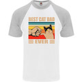 Best Cat Dad Ever Funny Father's Day Mens S/S Baseball T-Shirt White/Sports Grey