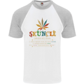 Skuncle Uncle That Smokes Weed Funny Drugs Mens S/S Baseball T-Shirt White/Sports Grey