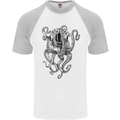 Scuba Diving Octopus Diver Mens S/S Baseball T-Shirt White/Sports Grey