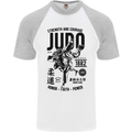 Judo Strength and Courage Martial Arts MMA Mens S/S Baseball T-Shirt White/Sports Grey