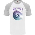 Wave Chaser Surfing Surfer Mens S/S Baseball T-Shirt White/Sports Grey