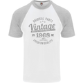 Vintage Year 55th Birthday 1968 Mens S/S Baseball T-Shirt White/Sports Grey