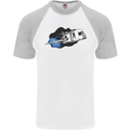 Funny Caravan Space Shuttle Caravanning Mens S/S Baseball T-Shirt White/Sports Grey