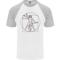 Guitar Vitruvian Man Guitarist Mens S/S Baseball T-Shirt White/Sports Grey