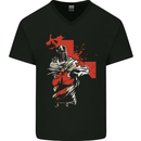 St Georges Day Knights Templar Crusader Mens V-Neck Cotton T-Shirt Black