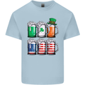St Patricks Day Beer USA Irish American Mens Cotton T-Shirt Tee Top Light Blue