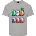 St Patricks Day Beer USA Irish American Mens Cotton T-Shirt Tee Top Sports Grey