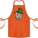 St Patricks Day Cat Funny Irish Cotton Apron 100% Organic Orange