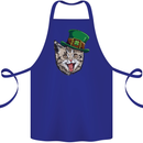 St Patricks Day Cat Funny Irish Cotton Apron 100% Organic Royal Blue
