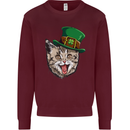St Patricks Day Cat Funny Irish Kids Sweatshirt Jumper Maroon