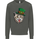 St Patricks Day Cat Funny Irish Kids Sweatshirt Jumper Storm Grey