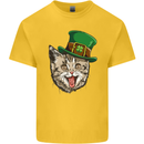 St Patricks Day Cat Funny Irish Kids T-Shirt Childrens Yellow