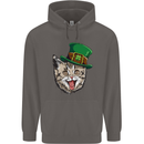 St Patricks Day Cat Funny Irish Mens 80% Cotton Hoodie Charcoal