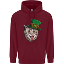 St Patricks Day Cat Funny Irish Mens 80% Cotton Hoodie Maroon