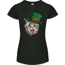 St Patricks Day Cat Funny Irish Womens Petite Cut T-Shirt Black