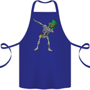 St Patricks Day Dabbing Skeleton Skull Cotton Apron 100% Organic Royal Blue