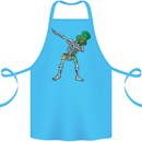 St Patricks Day Dabbing Skeleton Skull Cotton Apron 100% Organic Turquoise