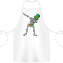St Patricks Day Dabbing Skeleton Skull Cotton Apron 100% Organic White