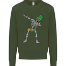 St Patricks Day Dabbing Skeleton Skull Kids Sweatshirt Jumper Forest Green