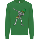 St Patricks Day Dabbing Skeleton Skull Kids Sweatshirt Jumper Irish Green