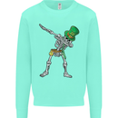 St Patricks Day Dabbing Skeleton Skull Kids Sweatshirt Jumper Peppermint