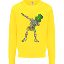 St Patricks Day Dabbing Skeleton Skull Kids Sweatshirt Jumper Yellow