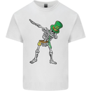 St Patricks Day Dabbing Skeleton Skull Kids T-Shirt Childrens White