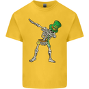 St Patricks Day Dabbing Skeleton Skull Kids T-Shirt Childrens Yellow
