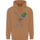 St Patricks Day Dabbing Skeleton Skull Mens 80% Cotton Hoodie Caramel Latte