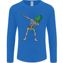 St Patricks Day Dabbing Skeleton Skull Mens Long Sleeve T-Shirt Royal Blue