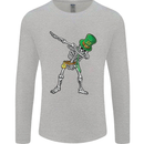 St Patricks Day Dabbing Skeleton Skull Mens Long Sleeve T-Shirt Sports Grey