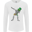 St Patricks Day Dabbing Skeleton Skull Mens Long Sleeve T-Shirt White