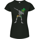 St Patricks Day Dabbing Skeleton Skull Womens Petite Cut T-Shirt Black