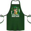 St Patricks Day Great Again Donald Trump Cotton Apron 100% Organic Forest Green
