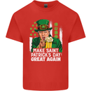 St Patricks Day Great Again Donald Trump Kids T-Shirt Childrens Red