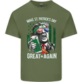 St Patricks Day Great Again Donald Trump Mens Cotton T-Shirt Tee Top Military Green