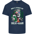 St Patricks Day Great Again Donald Trump Mens Cotton T-Shirt Tee Top Navy Blue