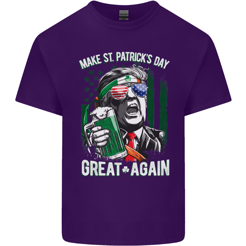St Patricks Day Great Again Donald Trump Mens Cotton T-Shirt Tee Top Purple