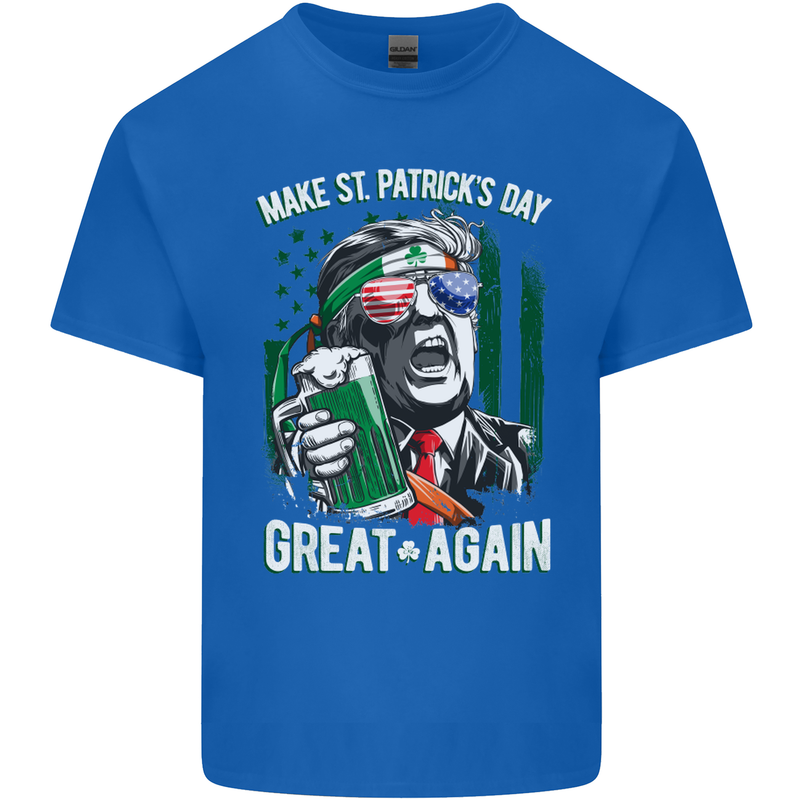 St Patricks Day Great Again Donald Trump Mens Cotton T-Shirt Tee Top Royal Blue
