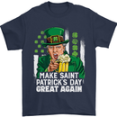St Patricks Day Great Again Donald Trump Mens T-Shirt Cotton Gildan Navy Blue