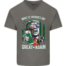 St Patricks Day Great Again Donald Trump Mens V-Neck Cotton T-Shirt Charcoal