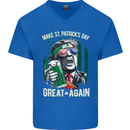 St Patricks Day Great Again Donald Trump Mens V-Neck Cotton T-Shirt Royal Blue