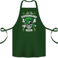 St Patricks Day Let the Shenanigans Begin Cotton Apron 100% Organic Forest Green