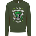 St Patricks Day Let the Shenanigans Begin Kids Sweatshirt Jumper Forest Green
