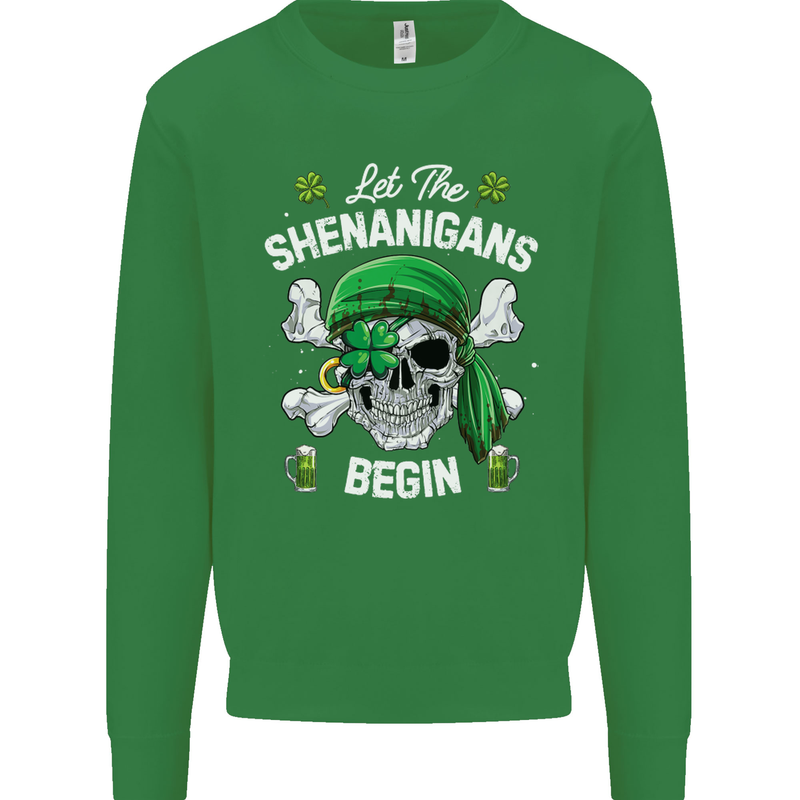 St Patricks Day Let the Shenanigans Begin Kids Sweatshirt Jumper Irish Green