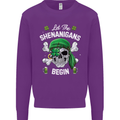 St Patricks Day Let the Shenanigans Begin Kids Sweatshirt Jumper Purple